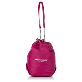 Borsa a secchiello in pelle Teddy rosa di Saint Laurent Rosa
