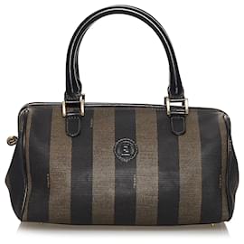 Fendi-Sac Boston Fendi Pequin Boston-Marron,Noir,Marron foncé