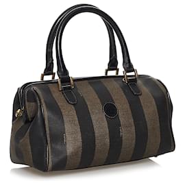 Fendi-Sac Boston Fendi Pequin Boston-Marron,Noir,Marron foncé