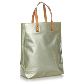 Louis Vuitton-Louis Vuitton White Vernis Reade MM-Brown,White,Light brown