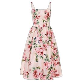 Vestido Dolce & Gabbana Silk Rose Rosa de Seda Rosa