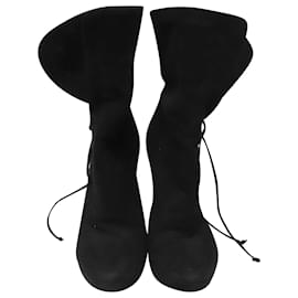 Alaïa-Alaia Suede 165mm Hiking Boots in Black Suede-Black