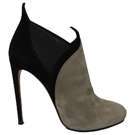 Alaïa-Alaia 127mm Ankle Boots in Grey Suede-Grey