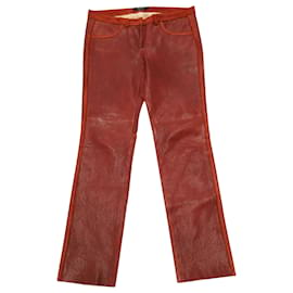 Isabel Marant-Isabel Marant Slim Fit Pants in Red Lambskin Leather-Red
