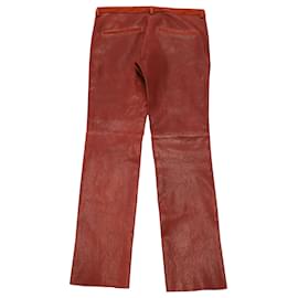 Isabel Marant-Pantalones Isabel Marant Slim Fit de piel de cordero roja-Roja