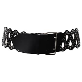 Alaïa-Alaia Lazer Cut Belt in Black Leather-Black