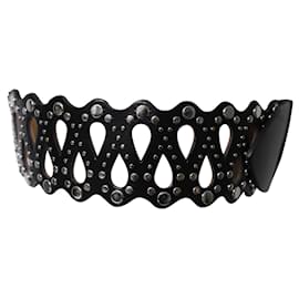 Alaïa-Alaia Lazer Cut Belt in Black Leather-Black
