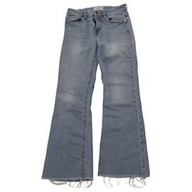 Frame Denim-Frame Le Crop Mini Boot Jeans in Blue Cotton-Blue,Light blue