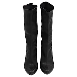 Alexander Mcqueen-Alexander McQueen Knee High Stretch Boots in Black Leather-Black