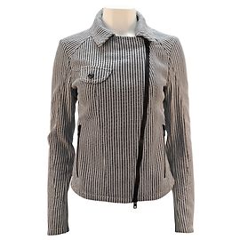 Drome Perforierte Jacke aus grauem Leder Grau