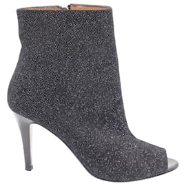 Autre Marque-Fratelli Rossetti Metallic Open Toe Pointed Boots in Black Leather-Black