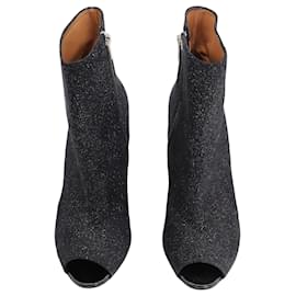 Autre Marque-Fratelli Rossetti Metallic Open Toe Pointed Boots in Black Leather-Black