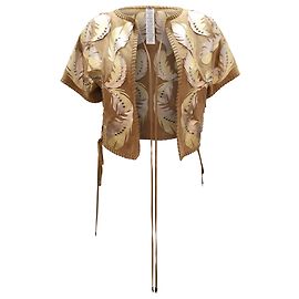 Roberto Cavalli Patchwork Decke genähte Weste aus beigem Leder Beige