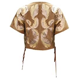 Roberto Cavalli-Chaleco cosido estilo manta de patchwork de Roberto Cavalli en cuero beige-Beige
