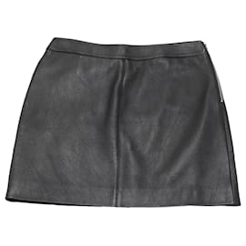 Saint Laurent-Saint Laurent Mini Skirt in Black Lambskin Leather-Black