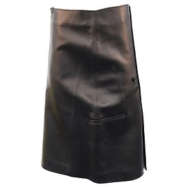 Vêtements Vetements Midirock aus schwarzem Lammleder Schwarz