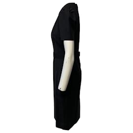 Dolce & Gabbana-Dolce & Gabbana Cady Midi Dress in Black Polyamide-Black