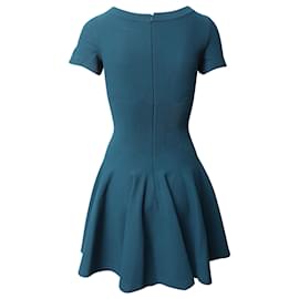 Alaïa-Alaia Knitted Skater Dress in Turquoise Viscose-Other