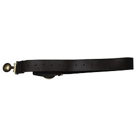 Burberry in Round Clasp Buckle Belt in Brown Leather Black