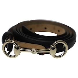 Gucci-Cinturón delgado con hebilla Horse Bit de Gucci en cuero negro-Negro