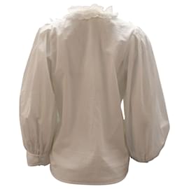 Autre Marque-The Great Button-Up Ruffle Blouse in White Cotton-White