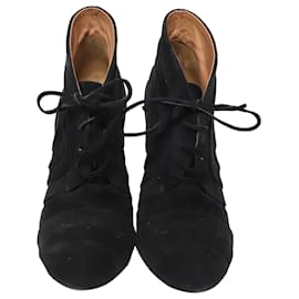 Alaïa-Alaia Black 100mm Lace Up Boots in Black Suede-Black