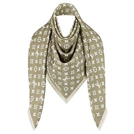 Sciarpa Louis Vuitton Now Silk Monogram Kaki Cachi