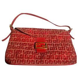 Fendi-Fendi evening bag with red crystals-Red,Sand