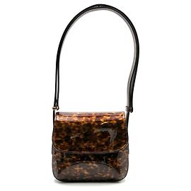 Bolsa Giorgio Armani mini la Prima em couro envernizado com design tartaruga Multicor