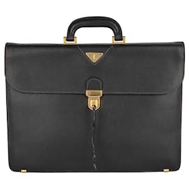 Yves Saint Laurent-Yves Saint Laurent leather business bag-Black