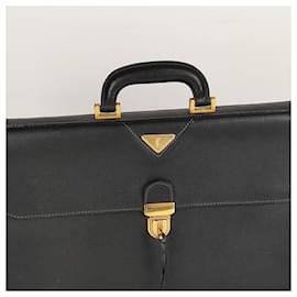 Yves Saint Laurent-Yves Saint Laurent leather business bag-Black