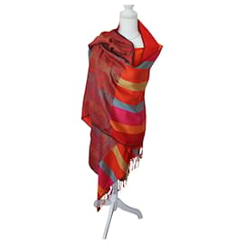 Vintage-Bufanda Vintage Superb Shawl oversize o bufanda multicolor 2 EN 1 / año retro 2000S.-Multicolor