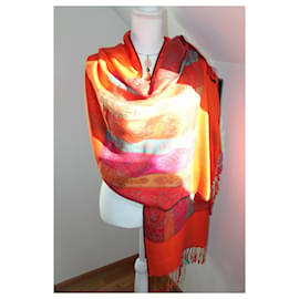 Vintage-Vintage Superb Shawl oversize scarf or multicolored scarf 2 IN 1 / retro year 2000S.-Multiple colors