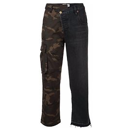 Autre Marque Jeans Monse Asimétricos de Algodón Negro y Camuflaje Multicolor