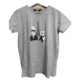 Karl Lagerfeld-Karl & Choupette im Pariser T-Shirt-Grau