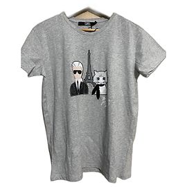 Karl Lagerfeld tee shirt karl & choupette à paris Gris