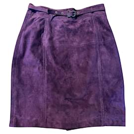 Dolce & Gabbana-D&G plum goatskin skirt-Prune