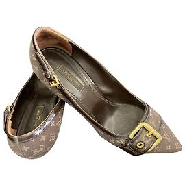 Louis Vuitton Heels Dark Brown Polyester 38 Dark brown