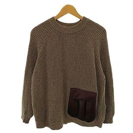[Gebraucht] Erika Cavallini 20AW / Lederpatch / Alpaka-Strick / Pullover (dick) / XS / Alpaka / Braun / Einfarbig Braun