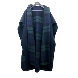 Cape Burberry solid blue and reversible lined-sided green and blue check Navy blue