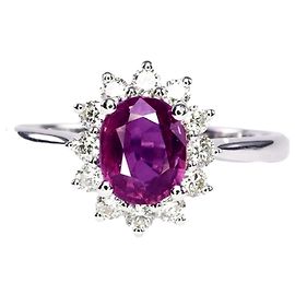 Autre Marque 18 kt.Or blanc - Bague - 1.10 Saphir ct • Saphir et diamants Certificat IGI Non. Réchauffer Gris
