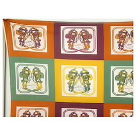 Hermès-FOULARD HERMES MINI BRIDES DE GALA JERSEY SOIE MULTICOLORE CARRE 90 SCARF-Multicolore