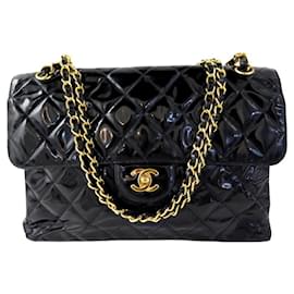 Chanel-RARE CHANEL TIMELESS JUMBO lined-SIDED HANDBAG BLACK QUILTED LEATHER BAG-Black