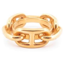 Hermès-ANNEAU DE FOULARD HERMES REGATE CHAINE D'ANCRE METAL DORE GOLD SCARF RING-Doré