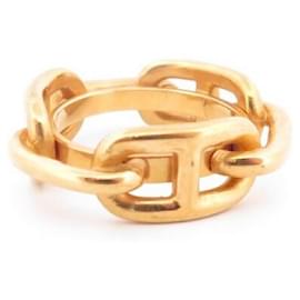 Hermès-HERMES REGATE SCARF RING CHAINE D'ANCRE METAL DORE GOLD SCARF RING-Golden