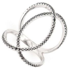 C-RING mit DJULA-Futter 96 schwarze Diamanten 0.5K&OR WEISS 18k t 48 Ring Silber