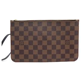 Louis Vuitton-NOVA BOLSA BOLSA LOUIS VUITTON PR NEVERFULL BOLSA DE LONA DAMIER EBENE CLUTCH BOLSA-Marrom