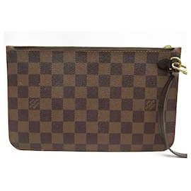 Louis Vuitton-NOVA BOLSA BOLSA LOUIS VUITTON PR NEVERFULL BOLSA DE LONA DAMIER EBENE CLUTCH BOLSA-Marrom
