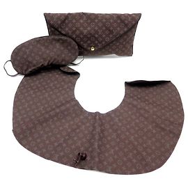 NUOVO KIT DA VIAGGIO LOUIS VUITTON M99204 MASCHERA DA VIAGGIO MONOGRAM + CUSCINO Marrone