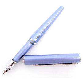 PLUMA LOUIS VUITTON DAMIER METAL AZUL ORO 18PLUMA K PUNTA DORADA Azul